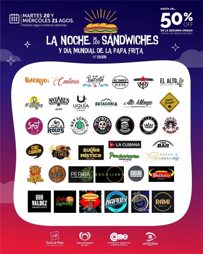 D&iacute;a mundial de la papa frita y la noche de los sandwiches
