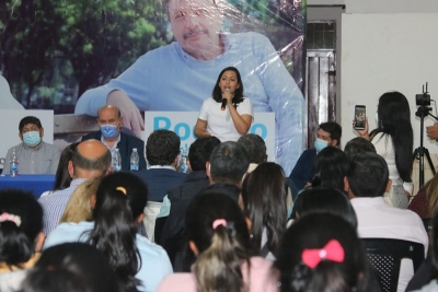 Leila Chaher encabez&oacute; un acto del Frente de Todos en Monterrico