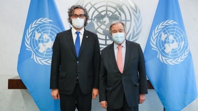 Cafiero reclam&oacute; en la ONU la intervenci&oacute;n de Guterres en las negociaciones por las Islas Malvinas