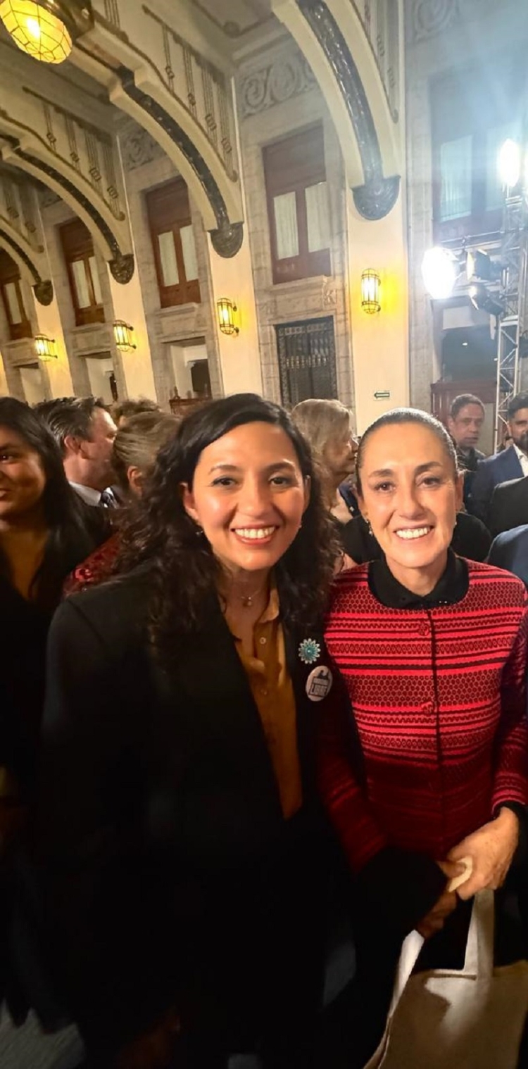 Leila chaher junto a la presidenta de m&eacute;xico claudia sheinbaum