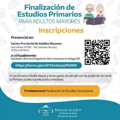 Convocan a adultos mayores para Finalizaci&oacute;n de Estudios Primarios