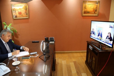 Pandemia y vacunaci&oacute;n. Morales, en videoconferencia con el Presidente de la Naci&oacute;n