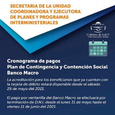 Plan de Contingencia: cronograma de pagos