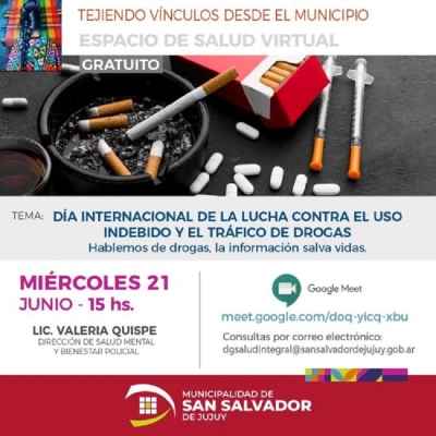 Charla virtual gratuita sobre drogas en el marco del programa &ldquo;Tejiendo v&iacute;nculos&rdquo;
