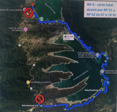 Corte total en ruta nacional 9, km 1655