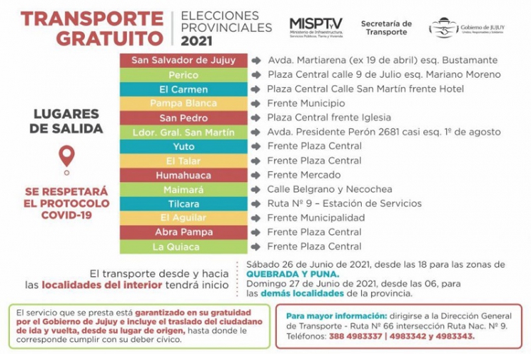 Transporte gratis para sufragantes