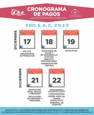 Cronograma del SAC para trabajadores estatales