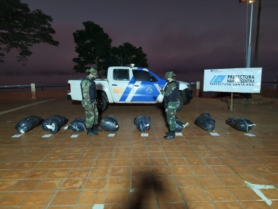 Prefectura secuestr&oacute; cerca de 200 kilos de marihuana en Misiones