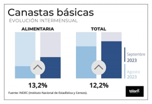 El costo de la canasta alimentaria subi&oacute; 13,2% en septiembre, seg&uacute;n el Indec