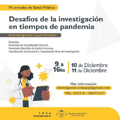 Realizar&aacute;n las IV Jornadas provinciales de investigaci&oacute;n en Salud P&uacute;blica
