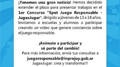 Se extiende la convocatoria al concurso de spots sobre Juego Responsable