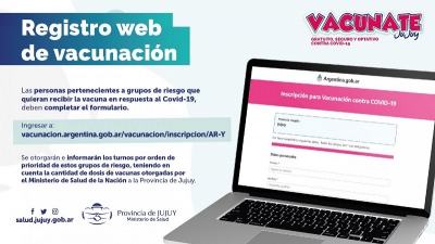 Covid-19. Se habilita registro web para quienes deseen recibir la vacuna
