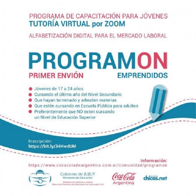 "ProgramON": Programa de capacitaci&oacute;n virtual para j&oacute;venes