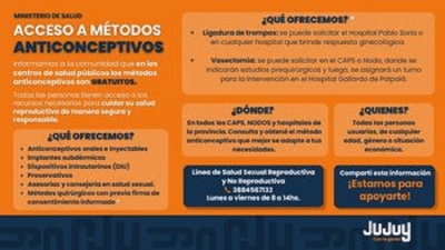 El acceso a m&eacute;todos anticonceptivos est&aacute; garantizado y es gratuito