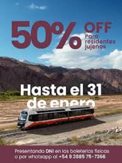 El Tren Solar de la Quebrada renueva "Orgullo Juje&ntilde;o", el 50% OFF para residentes de Jujuy