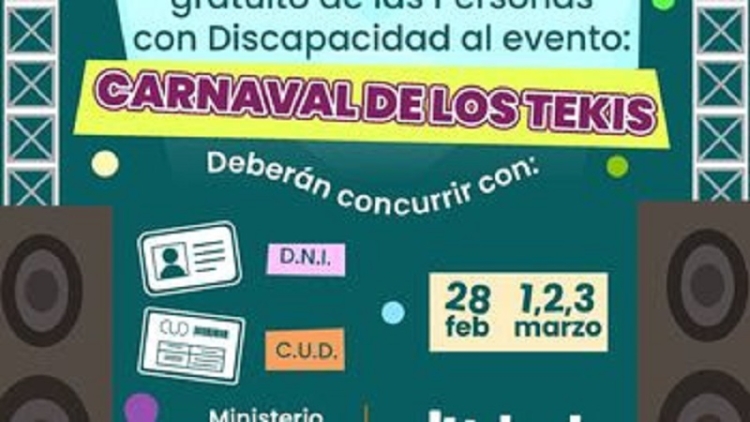 Acceso Gratuito para Personas con Discapacidad al Carnaval de los Tekis