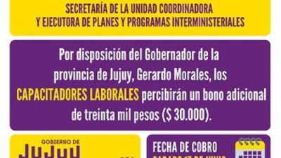El Gobierno de la Provincia pagar&aacute; un bono de $30.000 a capacitadores e instructores educativos