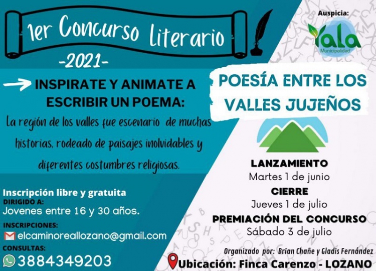 Finca Carenzo. Convocan a j&oacute;venes escritores a certamen literario
