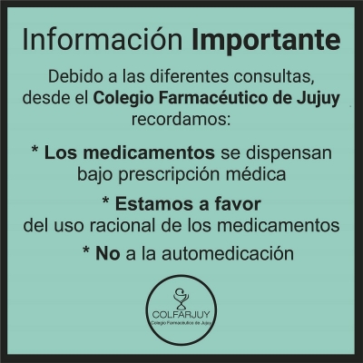 El Colegio Farmac&eacute;utico de Jujuy aclara la situaci&oacute;n de dispensa de los medicamentos en tiempos de pandemia