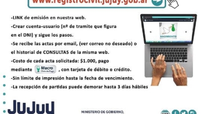 El Registro Civil solicita a los ciudadanos realizar el pedido en forma online para evitar filas