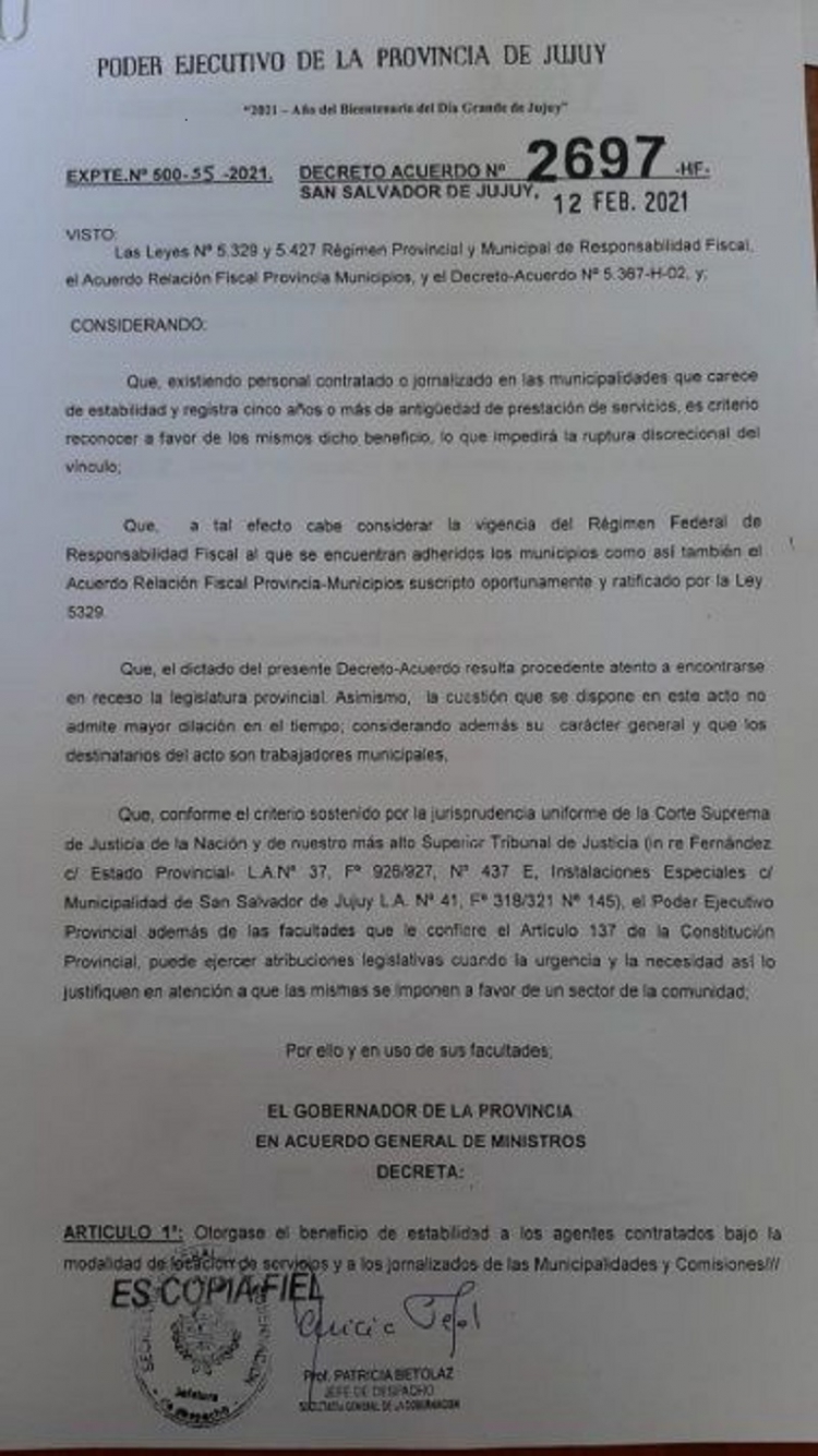 Estabilidad para trabajadores contratados y jornalizados