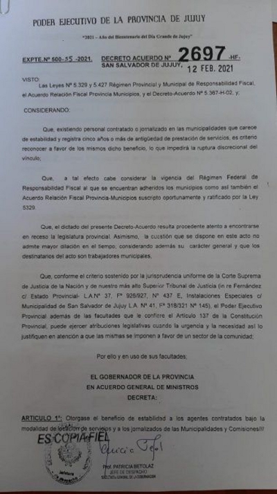 Estabilidad para trabajadores contratados y jornalizados